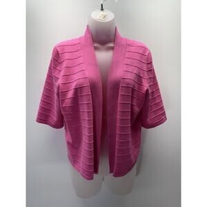 Cable & Gauge Cardigan Sweater Women’s LargePink Cropped Open Front Half Sleeve